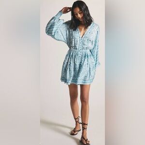 Anthropologie Omika Harper Blue White Floral Dress Size Small